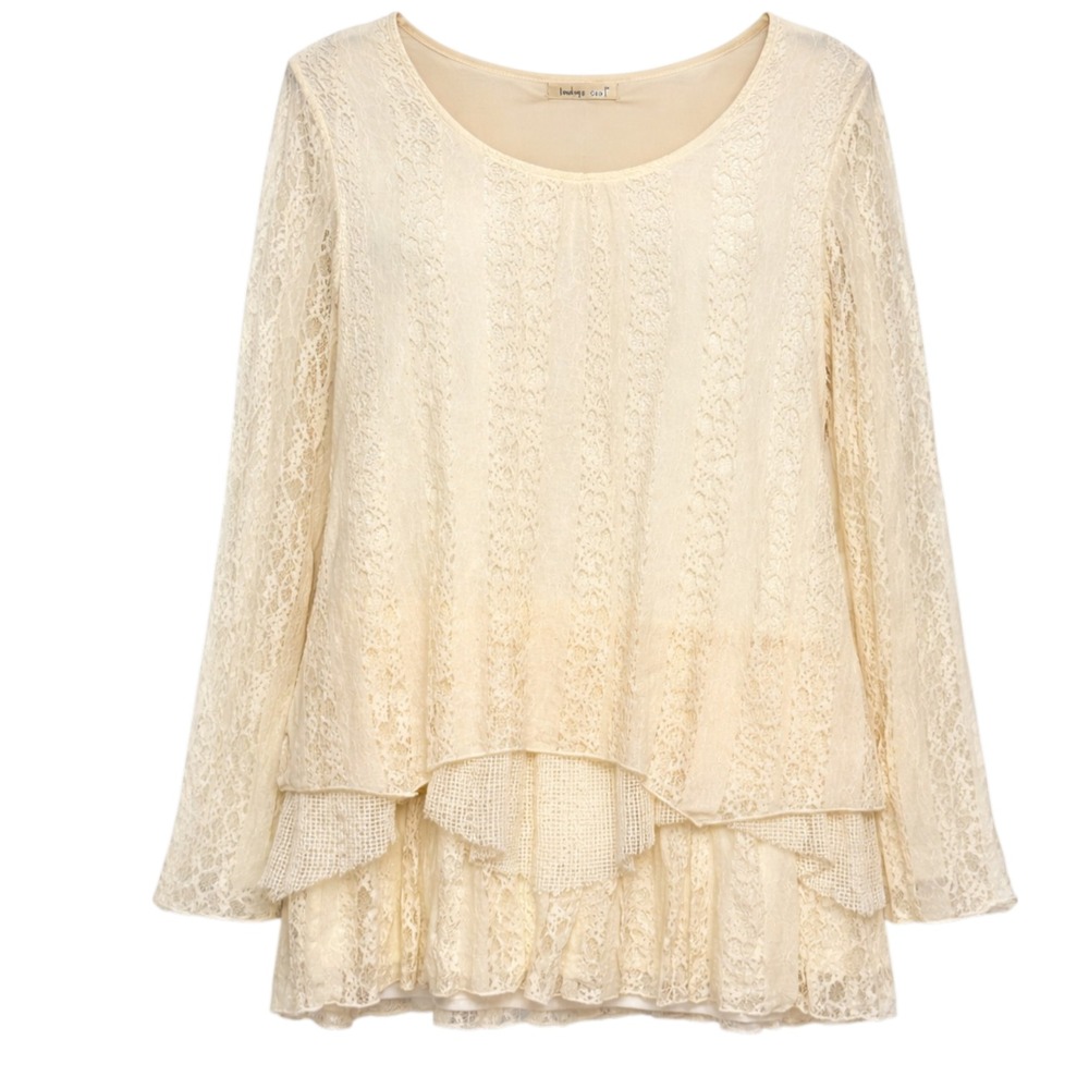 Indigo Soul Coquette Romantic Fairycore Lace Tunic Top Women Size L Cottagecore